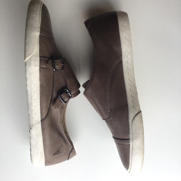 Frye Mindy Monk Leather Sneakers Grey Size 6.5M - Picture 6 of 10